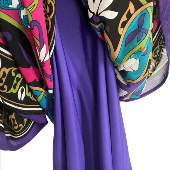 Nicole by Nicole Miller 2 Piece Purple Slip & Kaftan Multi Color Print Dress - Picture 1 of 12